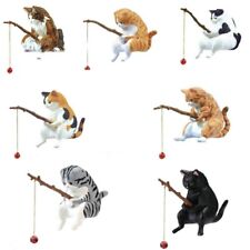 7PCS Cats Fishing Figurine Cats Sculpture Sitting Fishing Little Cute Cats3669 picture