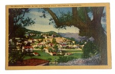 Beautiful Homes in Hollywood Hills ~  California CA ~ Vintage Linen Postcard picture