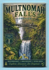 MULTNOMAH FALLS TRAVEL POSTER *2X3 FRIDGE MAGNET* VACATION OREGON SOUVENIR GIFT picture
