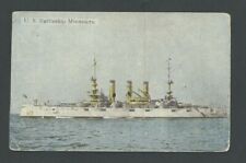 Ca 1907 PPC US Battleship Minnesota 1907 Decommissioned 1921 Sole For Scrap Used picture