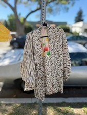 Vintage Japanese Silk Haori Kimono Jacket Cream Ikat Pattern 34
