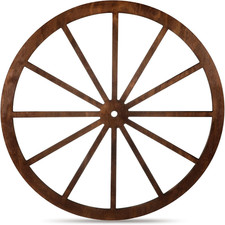 Wood Wagon Wheel Rustic Western Wall Decor, 30 Inch, Brown | Wooden Vintage Farm picture