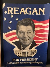 Rare 1980 Original Vintage Poster: Let's Make America Great Again Ronald Reagan picture