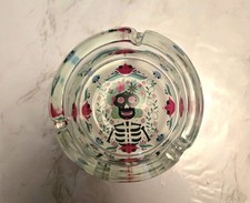 Day of the Dead Glass Ashtray Calaca Mexican Folk Art Skeleton Dia de los... picture