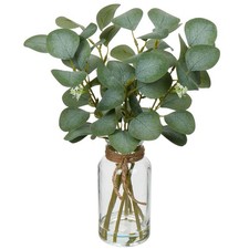Briful Artificial Eucalyptus Stems in Glass Vase with Faux Water, 14