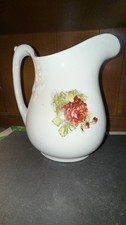Vintage Burgess Co Royal China Rose Pitcher England 9” Floral Ironstone picture