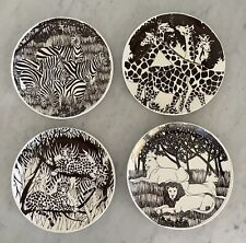 Vintage MCM African Wildlife Silhouette Plates - Set of 4 8