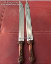 Handmade J2 Steel Full Tang Battle Ready Imperial Russian Kindjal Sword 2 Pcs picture