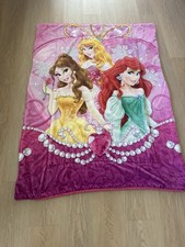 Vtg Y2k Disney Princesses Thick Fleece Throw Blanket  42”x56” picture