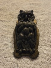 Antique H.L. JUDD MFG Brass Plated Cast Iron Owl Bill or Paper Clip #5189 picture