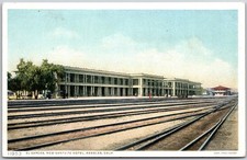 1908 El Garces New Santa Fe Hotel Depot Needles California Train Tracks Postcard picture