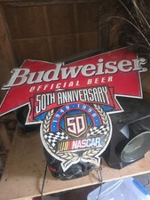VTG 1948-1998 Budweiser NASCAR 50th Anniversary Metal Sign Official Beer picture