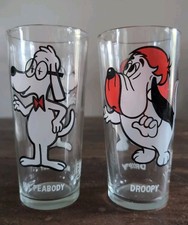 Vtg 1970s Pepsi Collector Series Glasses Lot Mr Peabody 1973 & Droopy Dog 1975 picture
