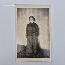RPPC Woman in Long Coat Studio Portrait AZO 1904-1918 Real Photo Postcard picture