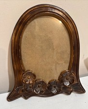 VTG Ornate Picture Frame Oval Floral Burgundy Style Faux Wood ID 9x7 OD 8x10 picture