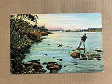 Postcard Salmon Fishing Sweden Posted 1910 In Southbury CT Antique PC picture