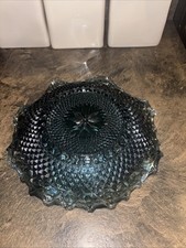 Vintage Indiana Glass Windsor Blue Carnival Glass Bowl 10.25