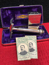 Gorgeous 1911 Gillette Silver ABC Safety Razor - Shell Design with EX+++ Case picture