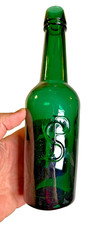 Antique JSP Medicinal Malt Bottle Emerald Green Applied Double Lip New York picture