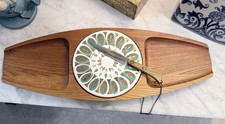 Vintage MCM mid-century Fred Press wood cheese/charcuterie  board serving tray picture