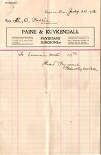 Paine & Kuykendall Eugene OR 1902 Billhead Physicians & Surgeons picture
