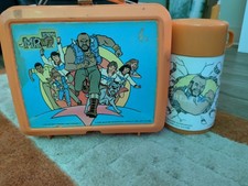 Vintage Mr T Orange Plastic Lunch Box with Thermos Aladdin Rare HTF 1983 1984 picture