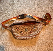 Coach Walt Disney World Mickey & Friends Belt Bag Brown Adjustable Strap picture