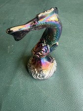 Vintage Fenton Glass Carnival Amethyst Jumping Trout Koi Fish picture