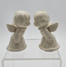 Vintage Pair Of Kissing Angels Girl Boy Figurines White Ceramic, 4 Inches Tall picture