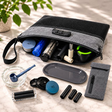 Large Gray Smell Proof Stash Bag with Combo Lock & Deluxe Accessory Kit picture