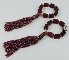 Pampered Chef Napkin Rings Cranberry Beaded Tassels 2 in Package NEW/Open picture