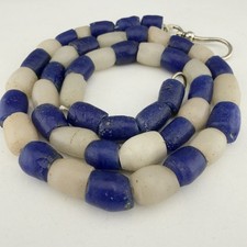African Trade Beads Cobalt Powder Glass Ghana Old 23” Strand picture