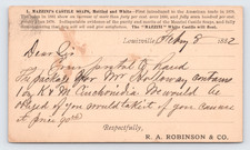 1882 R. A. Robinson & Co Postal Card Louisville KY Mazzini Soap Advertising Card picture