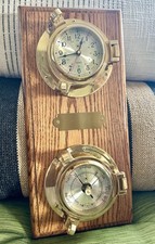 Bey-Berk Vintage Nautical Brass Porthole Clock Barometer Weather Station picture