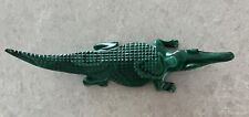 Solid Carved Green Malachite Alligator Figurine ~ 11” x  3” ~ Pristine  picture