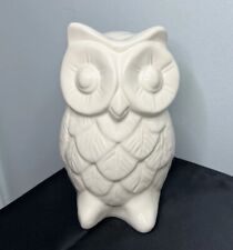 White Ceramic Owl Statue Figurine 7.75” Decorative Bird Farmhouse Home Decor picture