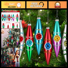 6 Pcs Vintage Glass Reflector Christmas Ornaments - Handmade Holiday Decor picture