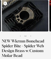 WKRMN Bonehead Spider Bite Brass EDC Paper Weight w/ Custom Molar Bead picture
