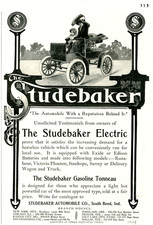 1904 Original Studebaker Electric Ad. Runabout Model. Woman Drives w/ Lil Girl picture