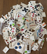 Huge Lot Vintage Round Colorful Mixed Material Buttons Loose and Carded 2lbs picture