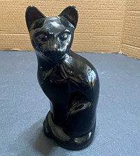 Vintage Fenton Ebony Large Sitting Black Cat 5” picture