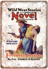 1935 Pulp Cover Wild West Stories Magazine Retro Look Metal Sign J1846 picture