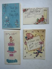 4 Vintage 1950s Baby Thank You Greeting Cards Norcross Rust Craft Ephemera picture