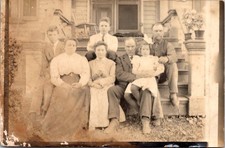 RPPC Group Portrait Seven People on Porch Steps Vintage Postcard 4P24-24 picture