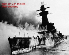 WW2 8x10 Photo WW2 Photo German battleship Admiral Graf Spee in flames O1001 picture