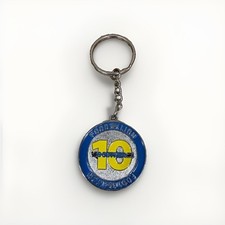 FOOD LION 10 Year Anniversery Keychain Blue Yellow Silver picture