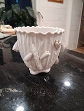 White Ceramic Round Glazed Flower Planter Indoor Nature Theme picture