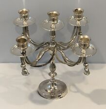 Vintage Silverplate Table 5 Arm Taper Candle Candelabra Tassel Rope Design HTF picture