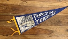 2 Vintage Pennsylvania Turnpike Felt Pennants Twin Tunnels Blue & Green Map picture