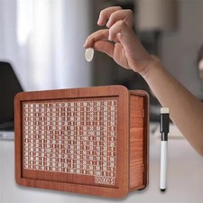 Wooden Money Saving Challenge Box Reusable Cash Savings Board w/Dry Erase Marker picture